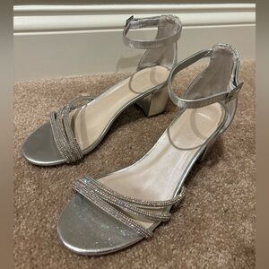 David's Bridal Silver Strappy Heels